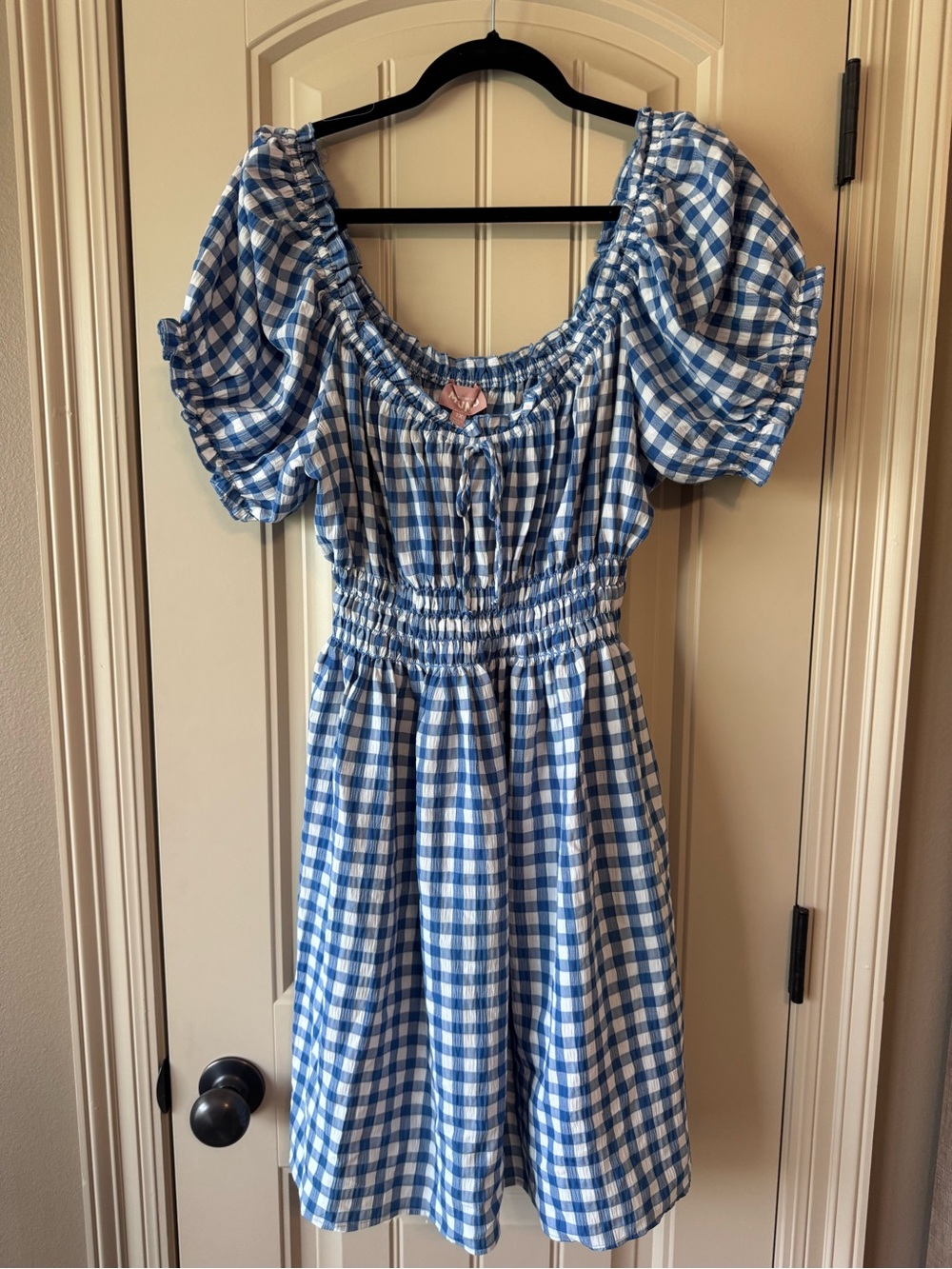 Show Me Your Mumu x Amanda Stanton Gingham Puff-Sleeve Dress 1x